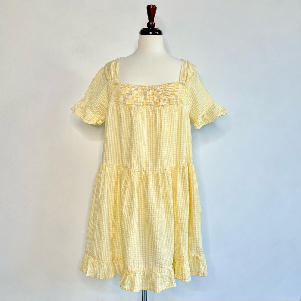 Free People Yellow Seersucker Dress, Large